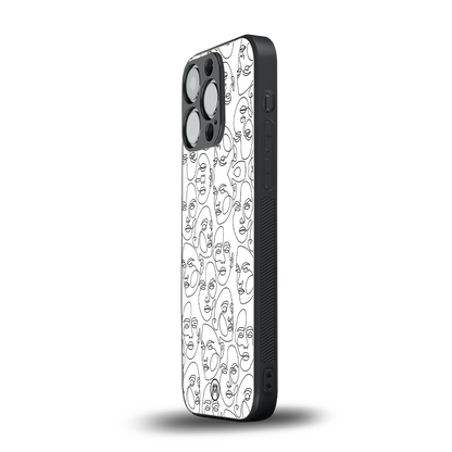 many faces white back phone cover | glass case for iphone 14 pro