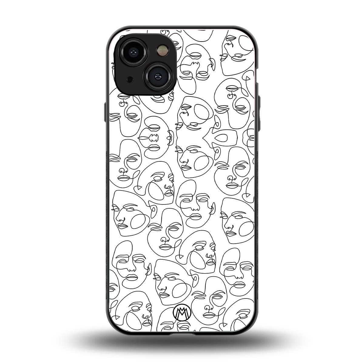 many faces white back phone cover | glass case for iphone 14