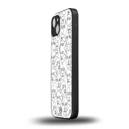 many faces white back phone cover | glass case for iphone 14