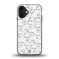 many faces white back phone cover | glass case for iphone 16 plus