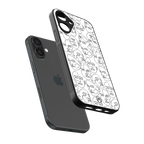 many faces white back phone cover | glass case for iphone 16 plus