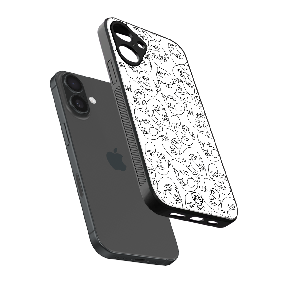 many faces white back phone cover | glass case for iphone 16 plus