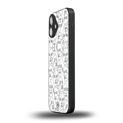 many faces white back phone cover | glass case for iphone 16 plus