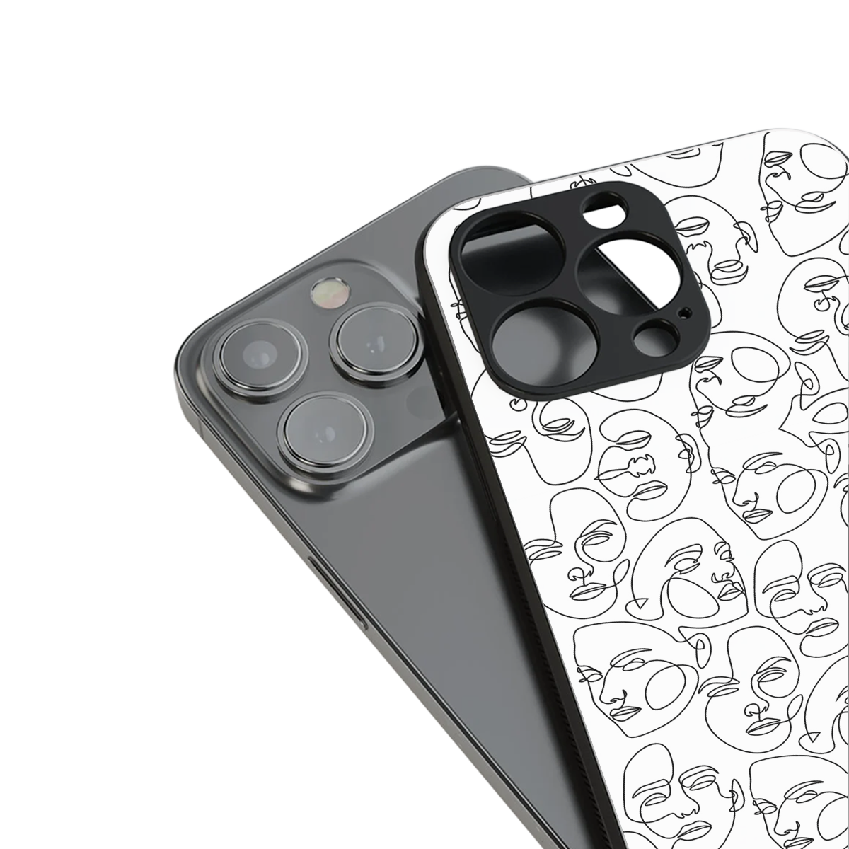 many faces white back phone cover | glass case for iphone 13 pro max