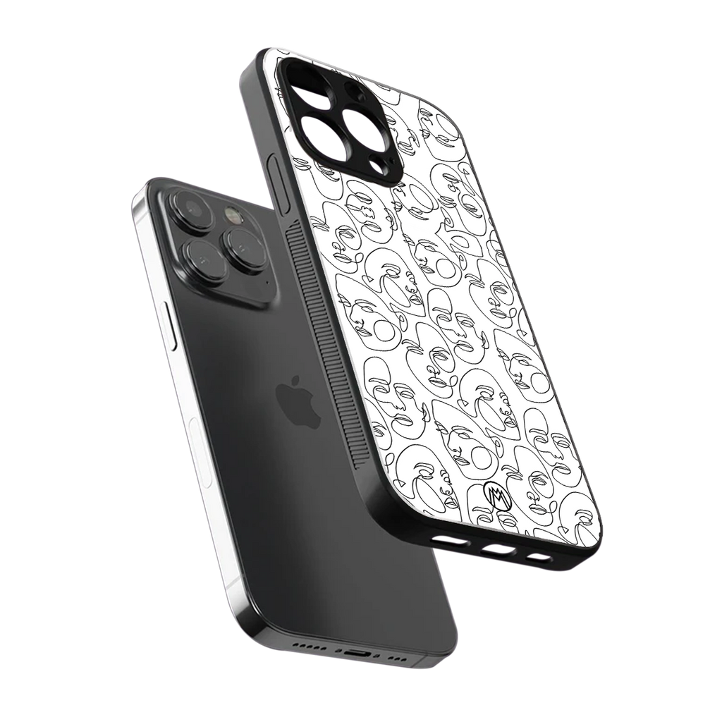 many faces white back phone cover | glass case for iphone 16 pro