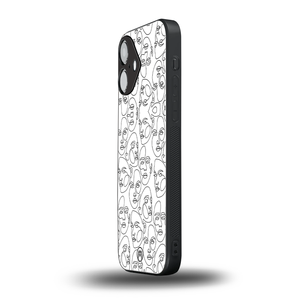 many faces white back phone cover | glass case for iphone 16