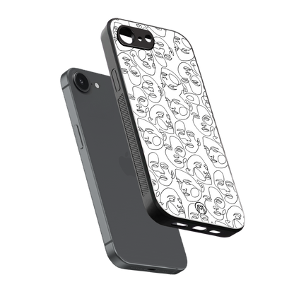 many faces white back phone cover | glass case for iphone 16e