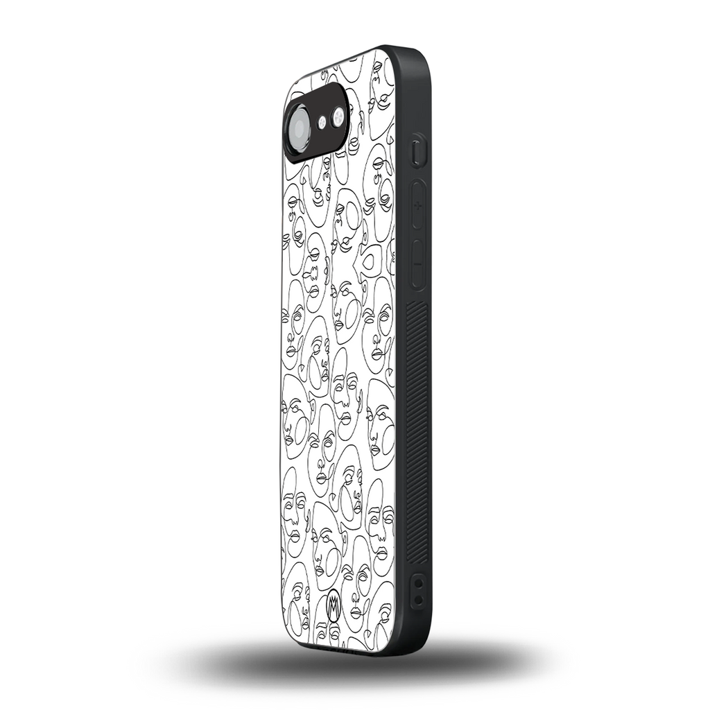 many faces white back phone cover | glass case for iphone 16e