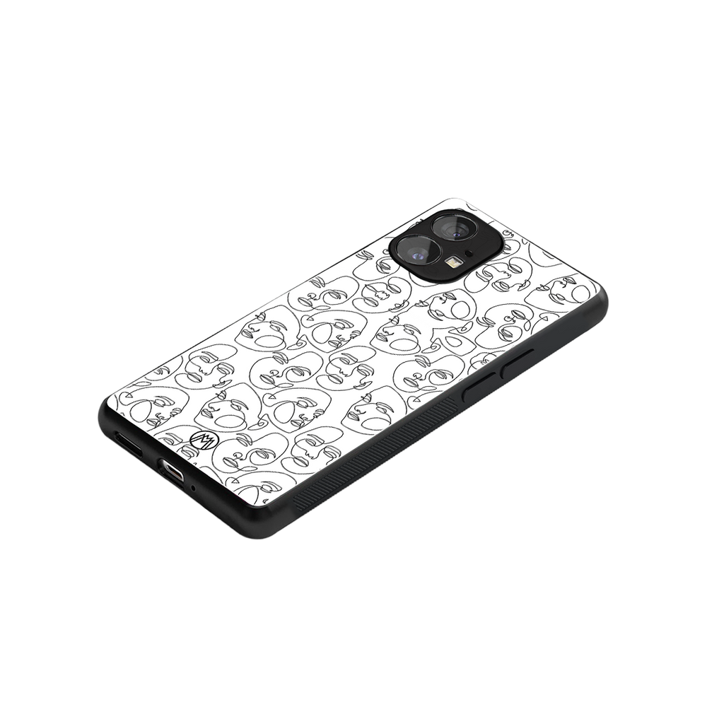 many faces white back phone cover | glass case for nothing phone 1