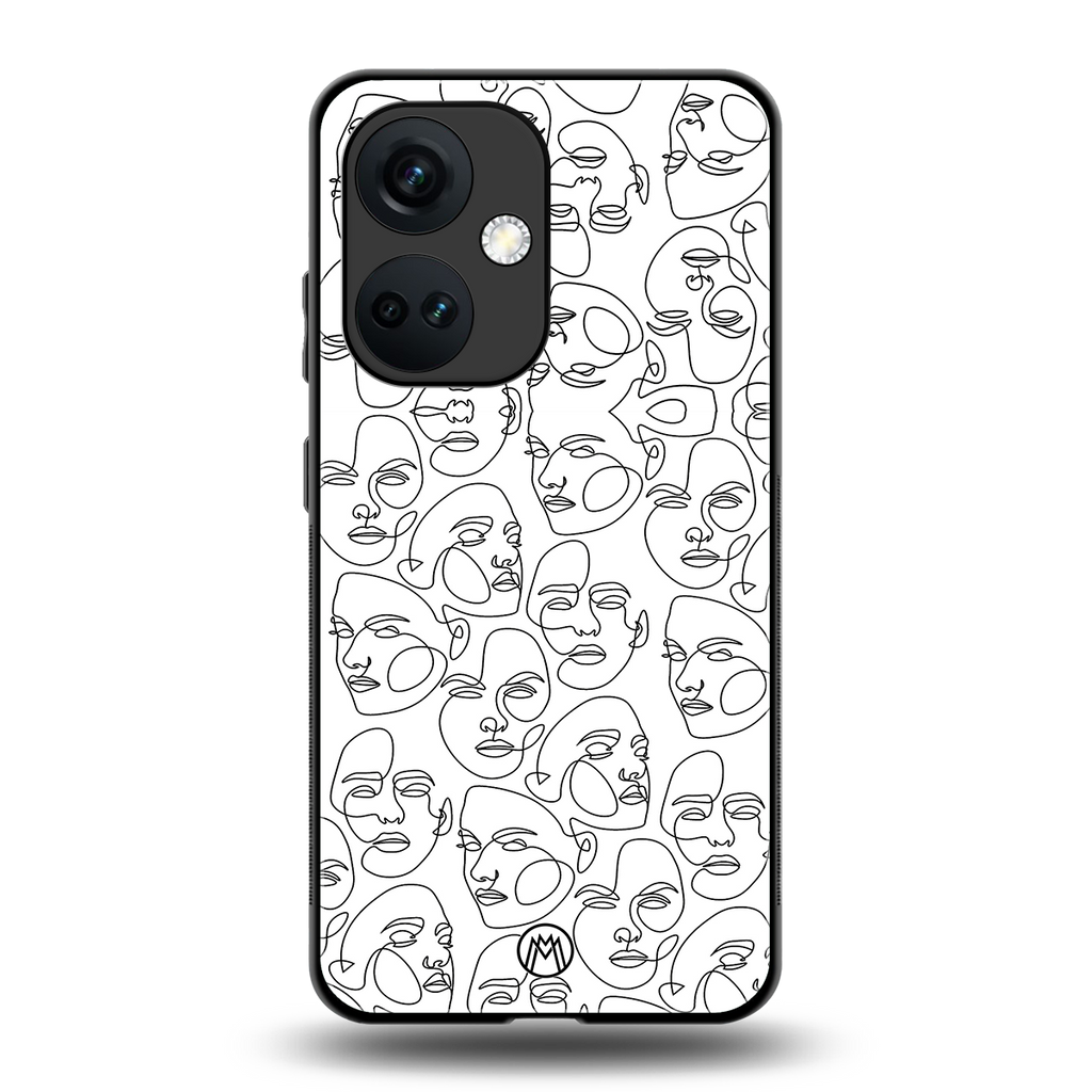 many faces white back phone cover | glass case for oneplus nord ce 3