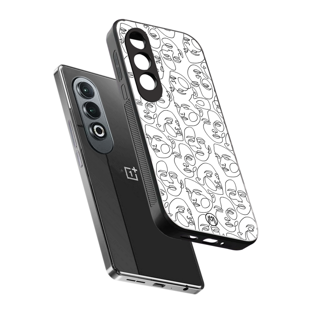 many faces white back phone cover | glass case for oneplus nord ce 4