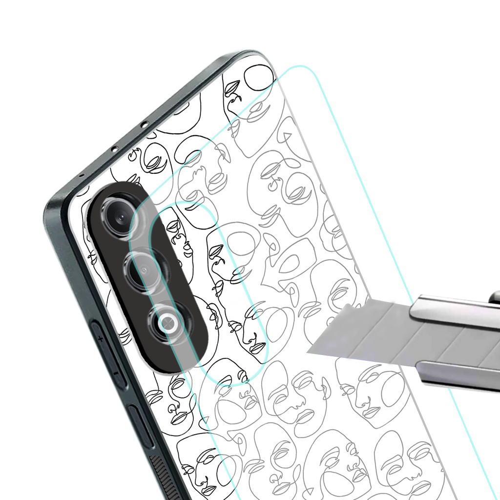 many faces white back phone cover | glass case for oneplus nord ce 4