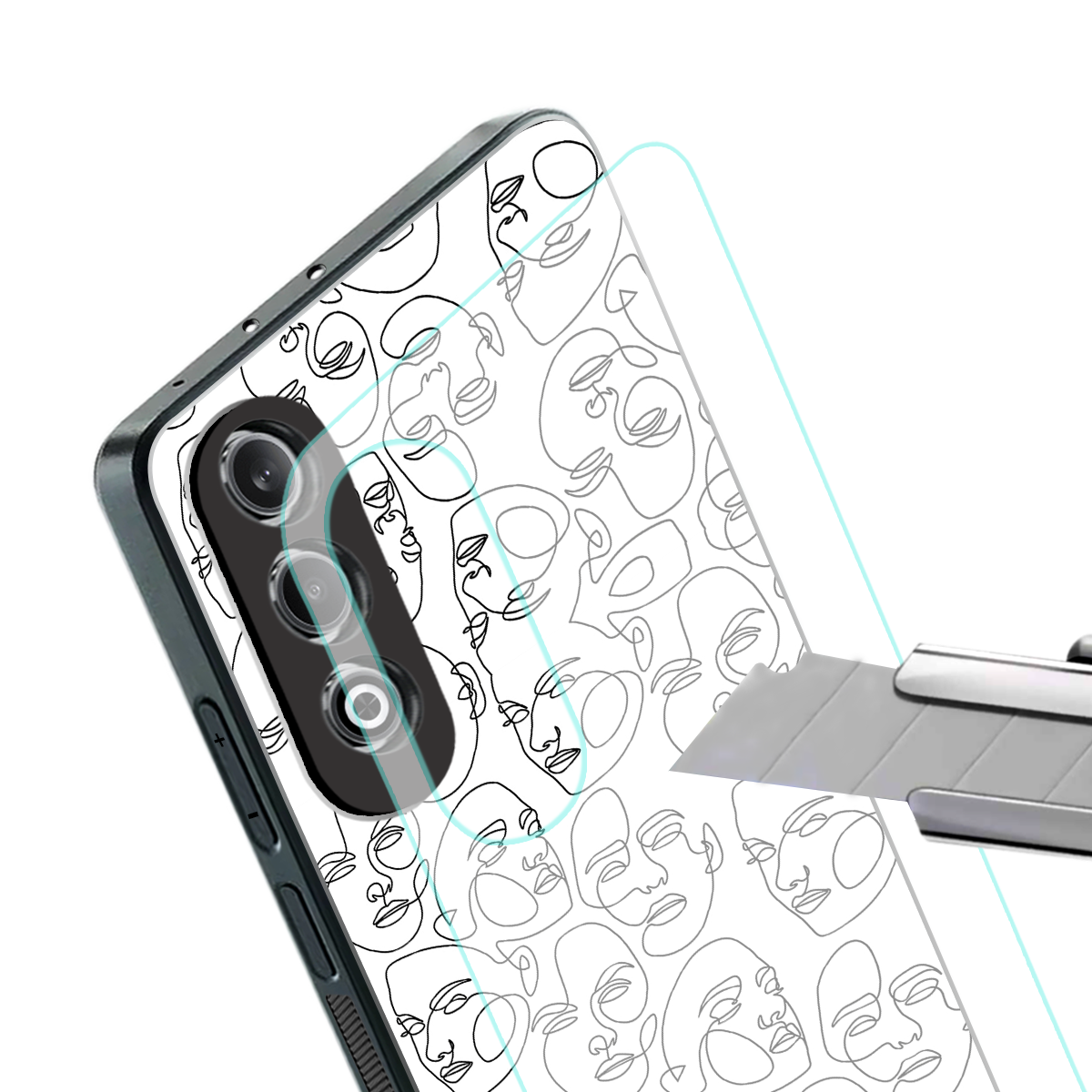 many faces white back phone cover | glass case for oneplus nord ce 4