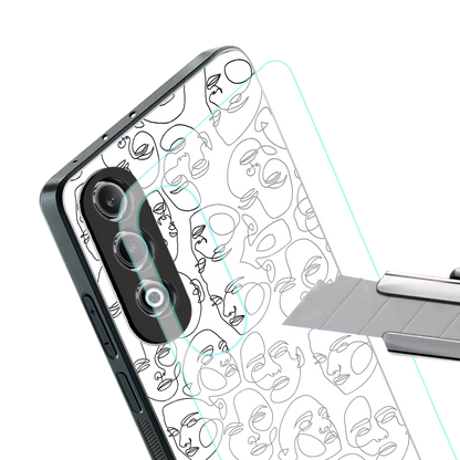 many faces white back phone cover | glass case for oneplus nord ce 4