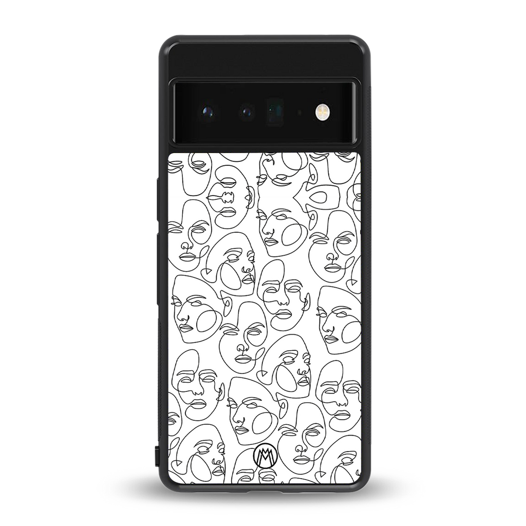 many faces white back phone cover | glass case for google pixel 6 pro