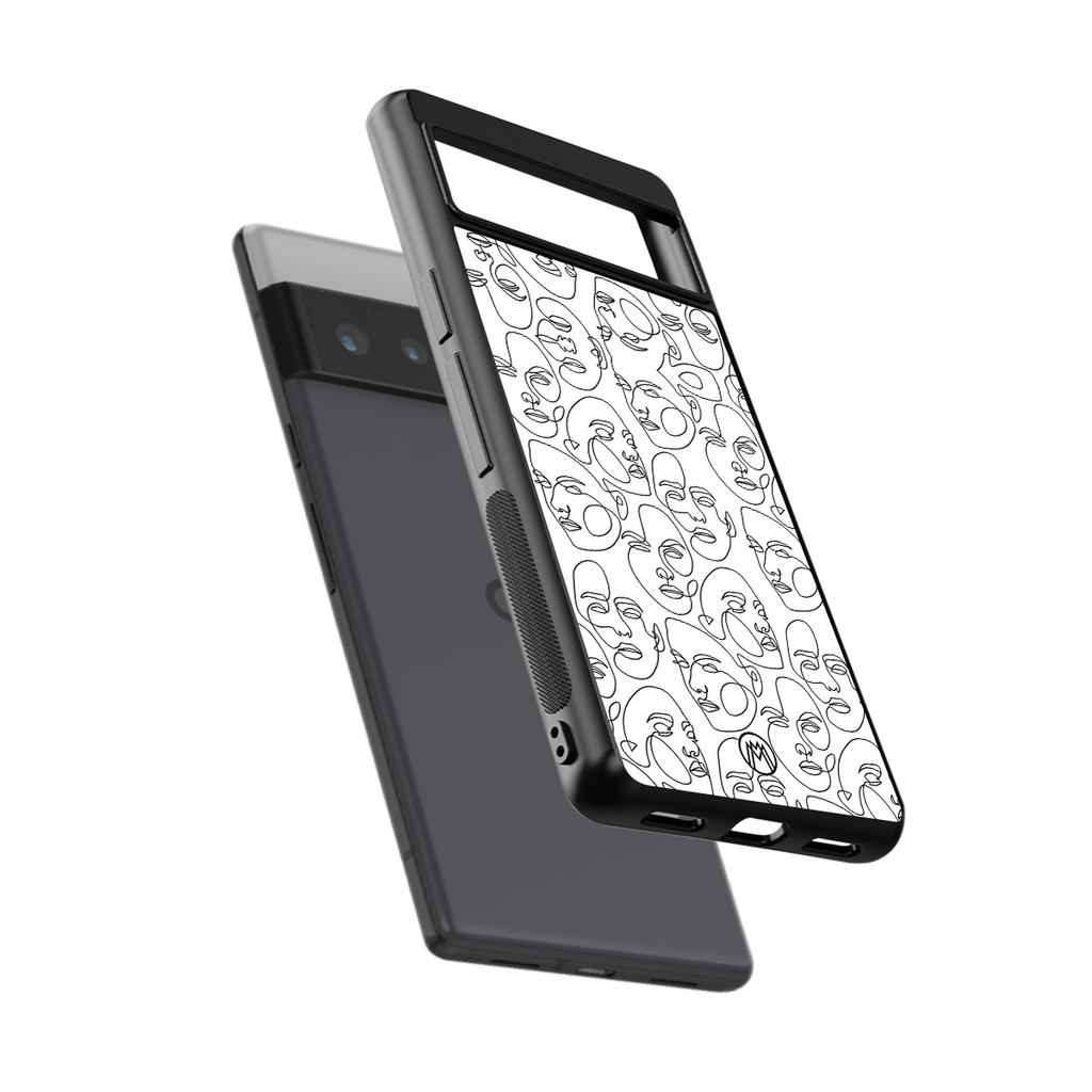 many faces white back phone cover | glass case for google pixel 6 pro