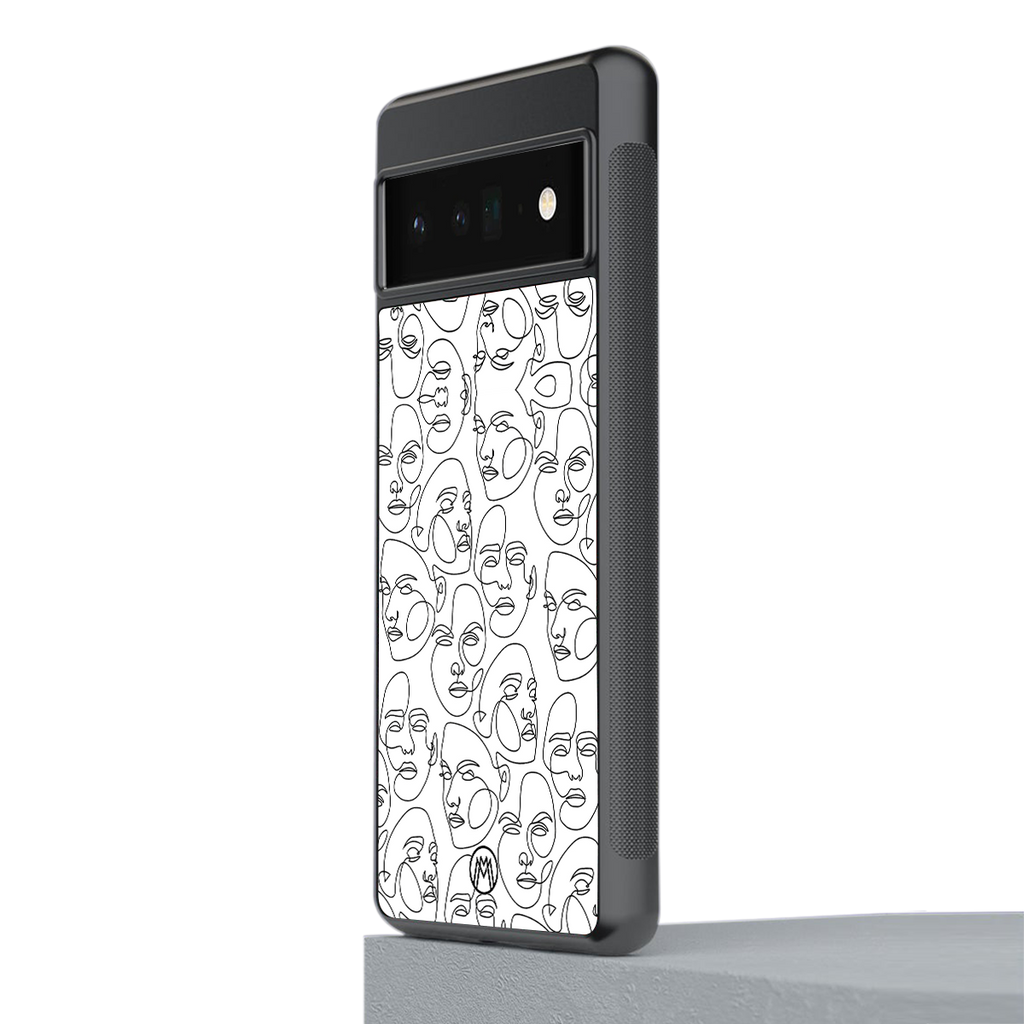 many faces white back phone cover | glass case for google pixel 6 pro