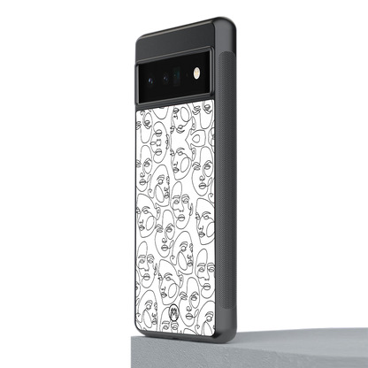 many faces white back phone cover | glass case for google pixel 6 pro