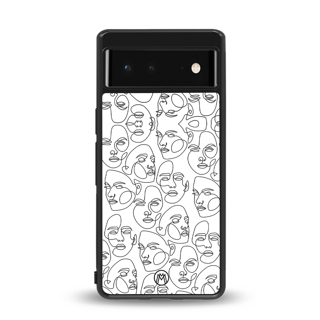 many faces white back phone cover | glass case for google pixel 6