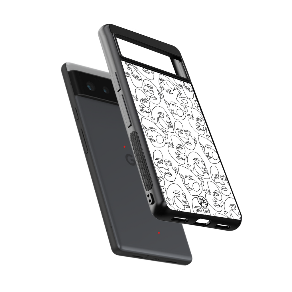 many faces white back phone cover | glass case for google pixel 6