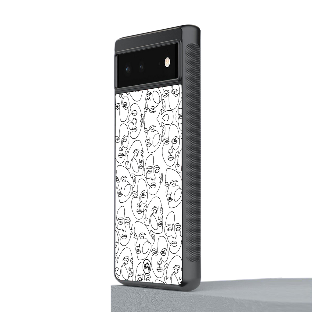 many faces white back phone cover | glass case for google pixel 6