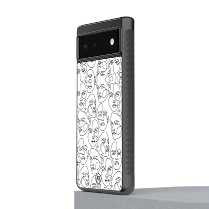 many faces white back phone cover | glass case for Google Pixel 6A
