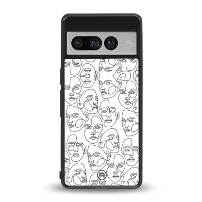 many faces white back phone cover | glass case for google pixel 7 pro