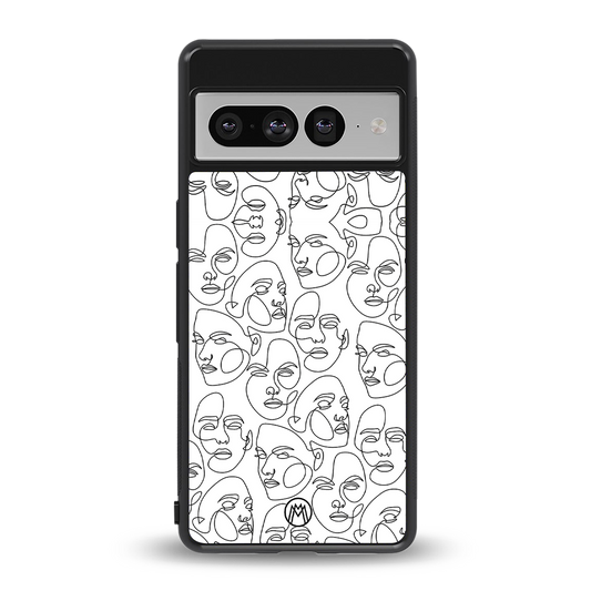 many faces white back phone cover | glass case for google pixel 7 pro