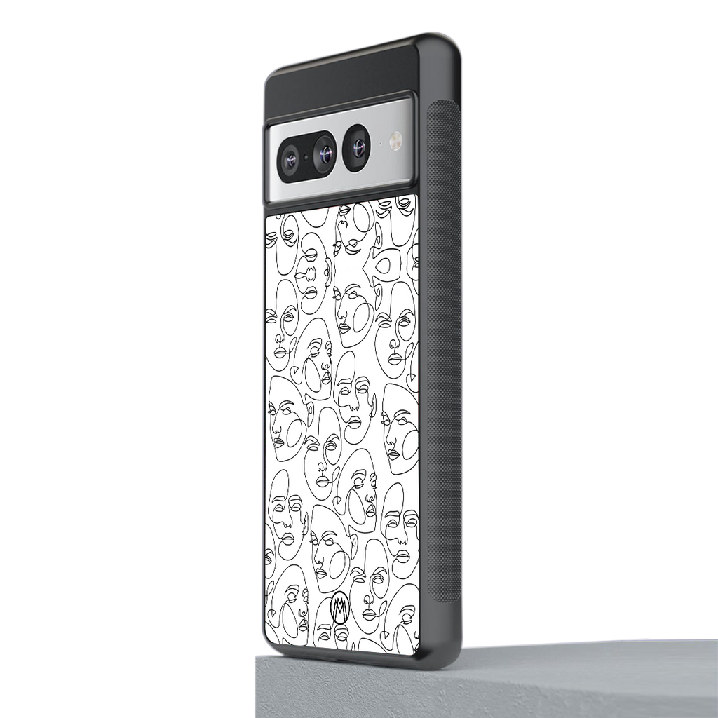 many faces white back phone cover | glass case for google pixel 7 pro