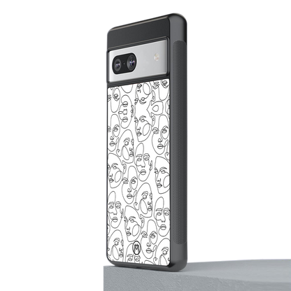 many faces white back phone cover | glass case for Google Pixel 7A