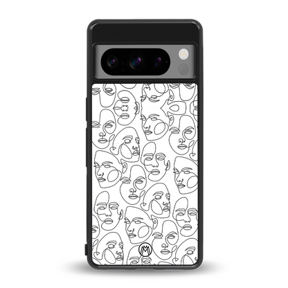 many faces white back phone cover | glass case for google pixel 8 pro