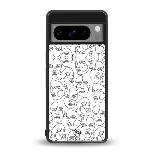 many faces white back phone cover | glass case for google pixel 8 pro