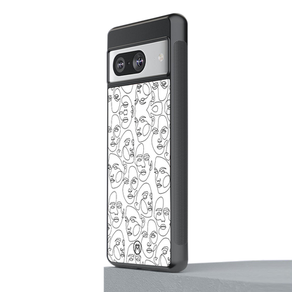 many faces white back phone cover | glass case for Google Pixel 8