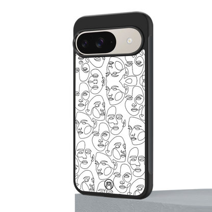 many faces white back phone cover | glass case for google pixel 9