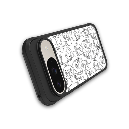 many faces white back phone cover | glass case for google pixel 9