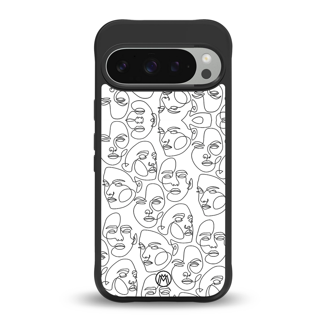 many faces white back phone cover | glass case for google pixel 9 pro