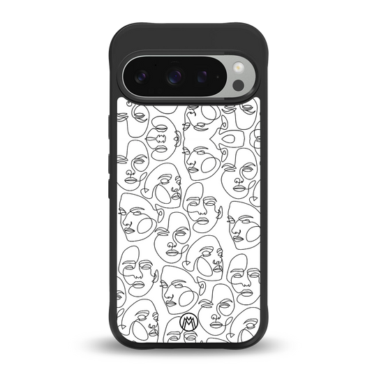 many faces white back phone cover | glass case for google pixel 9 pro xl