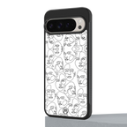 many faces white back phone cover | glass case for google pixel 9 pro