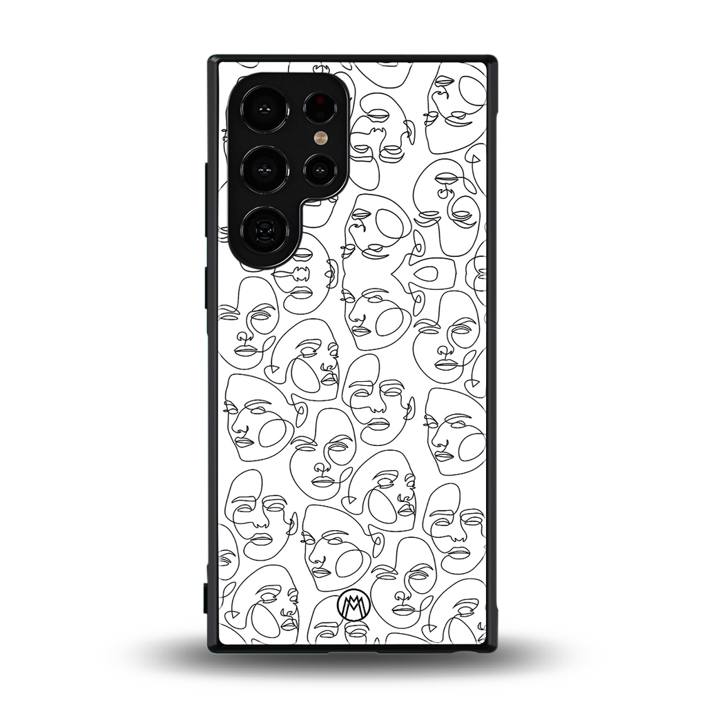 many faces white back phone cover | glass case for samsung galaxy s23 ultra