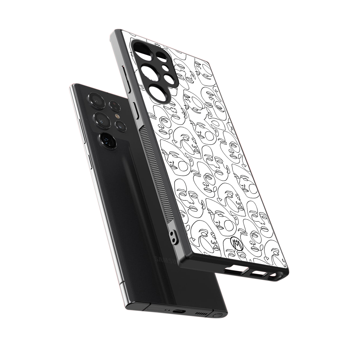 many faces white back phone cover | glass case for samsung galaxy s23 ultra