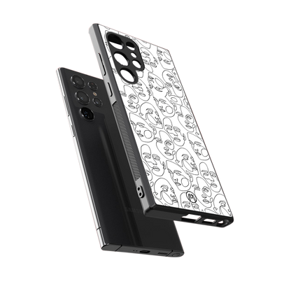 many faces white back phone cover | glass case for samsung galaxy s23 ultra