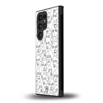 many faces white back phone cover | glass case for samsung galaxy s23 ultra