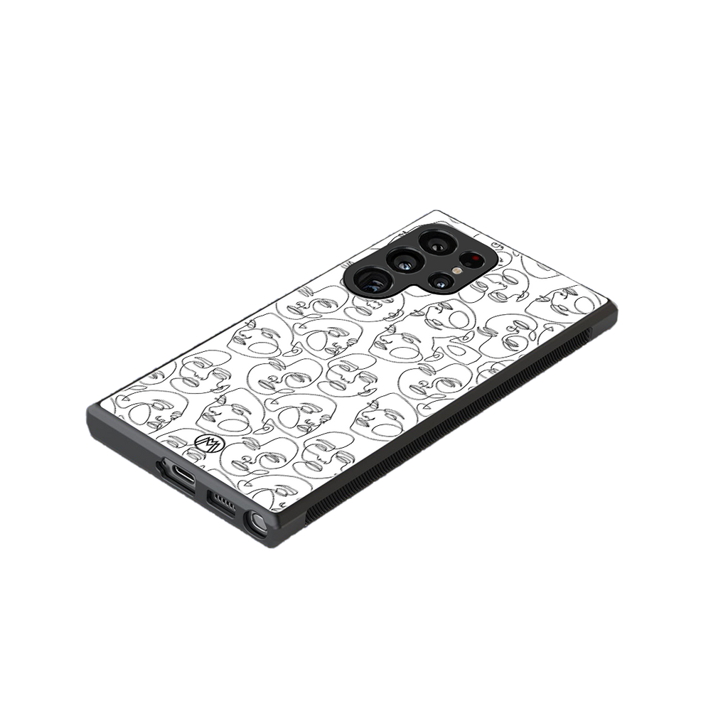 many faces white back phone cover | glass case for samsung galaxy s23 ultra