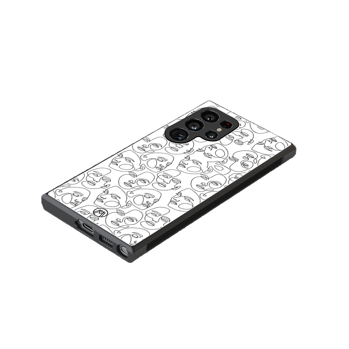 many faces white back phone cover | glass case for samsung galaxy s23 ultra