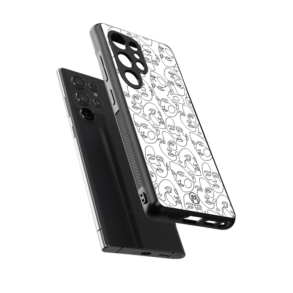 many faces white back phone cover | glass case for samsung galaxy s25 ultra