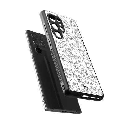 many faces white back phone cover | glass case for samsung galaxy s25 ultra