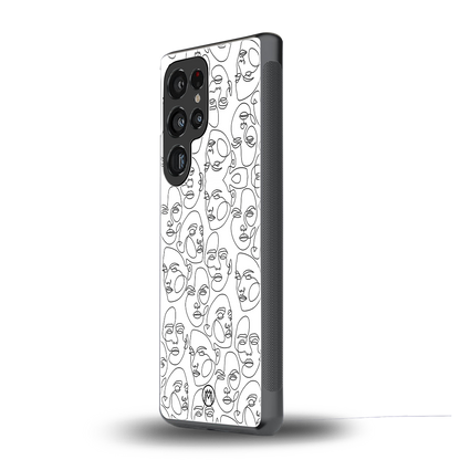 many faces white back phone cover | glass case for samsung galaxy s25 ultra
