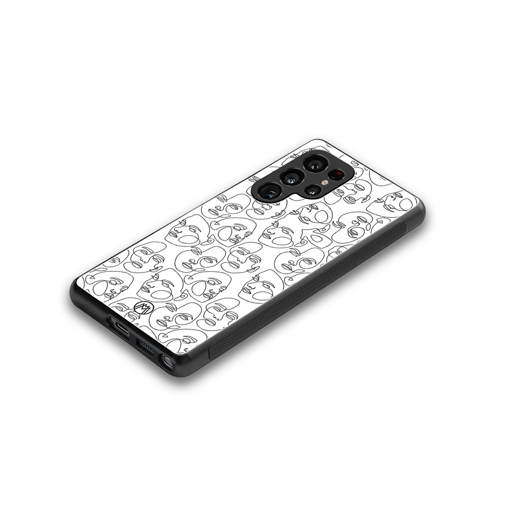 many faces white back phone cover | glass case for samsung galaxy s25 ultra
