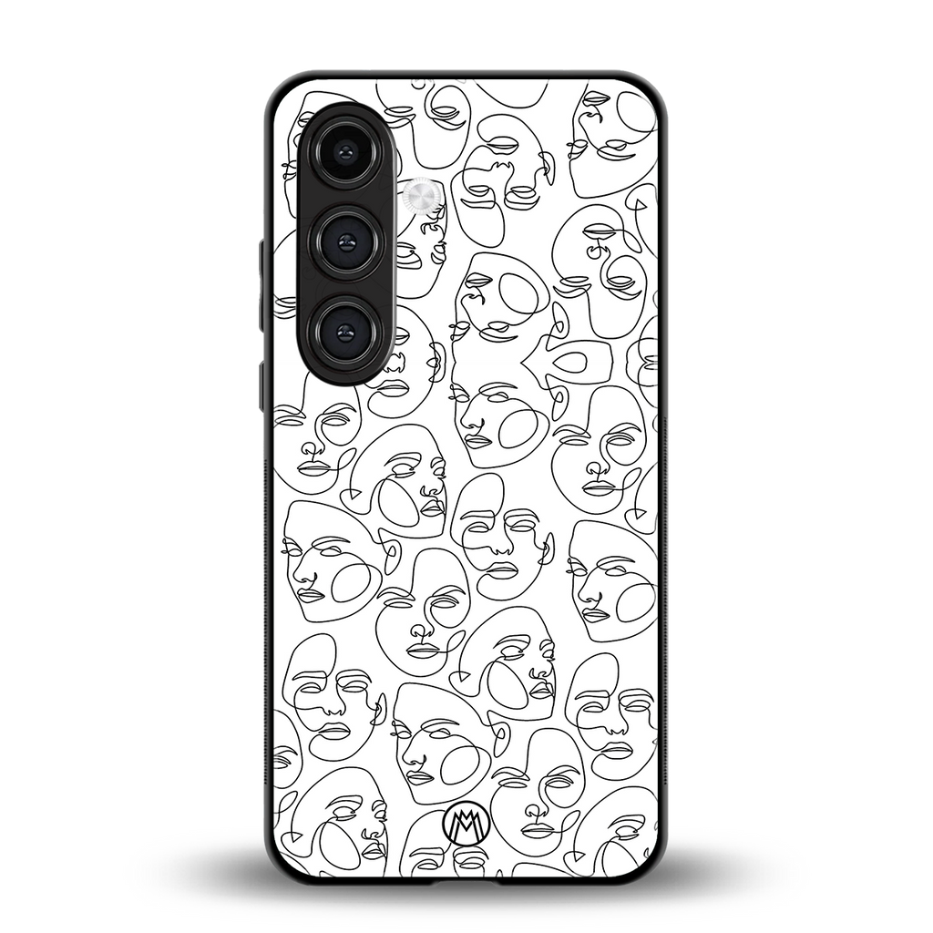many faces white back phone cover | glass case for samsung galaxy s25 plus