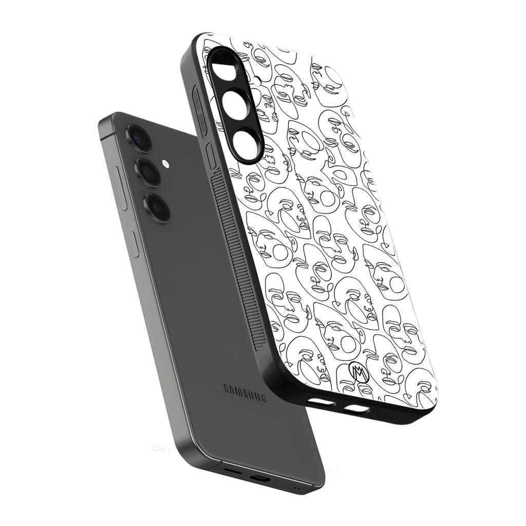 many faces white back phone cover | glass case for samsung galaxy s24 plus